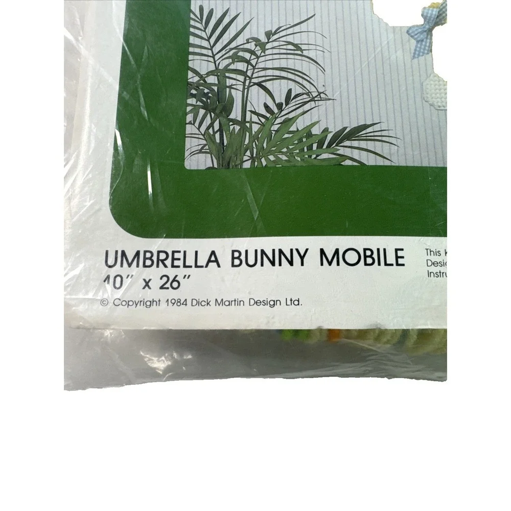 Leisure Arts Canvas Capers Umbrella Bunny Mobile Kit 131 Dick Martin 1984 Vtg